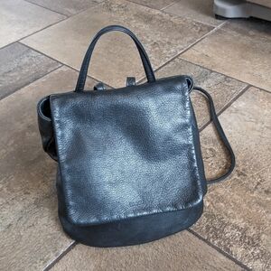 Baggu Pebbled Leather Supple Soft Mini Chic Backpack Minimalist Travel Black 🖤